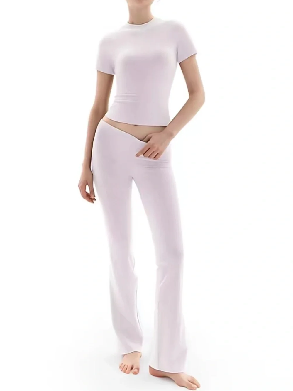 Women's Short Sleeve Lounge Set in Light Lavender